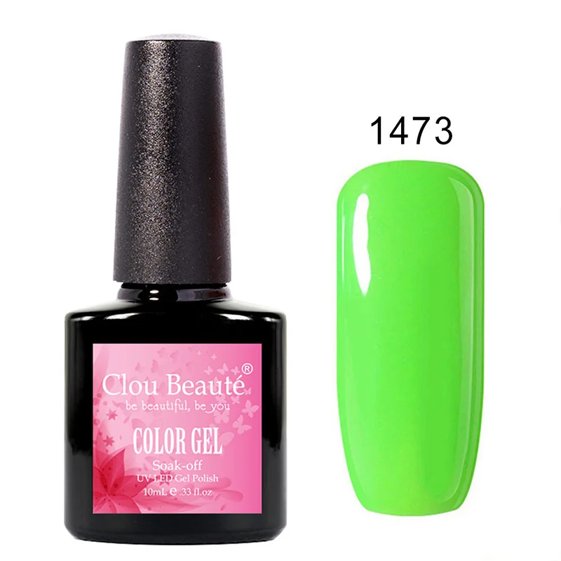 Clou Beaute УФ гель лак для ногтей 10 мл Неоновый Цвет Гель-лак для ногтей замачиваемый Белый Бежевый гель Перманентный УФ-и светодиодный эмалы Матовый верх - Цвет: 1473