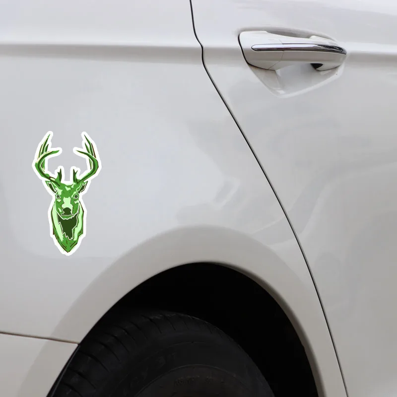 

YJZT 7.7CM*14.5CM Green Animal Deer PVC Car Sticker Decal Graphical High-quality Accessories 5-0645