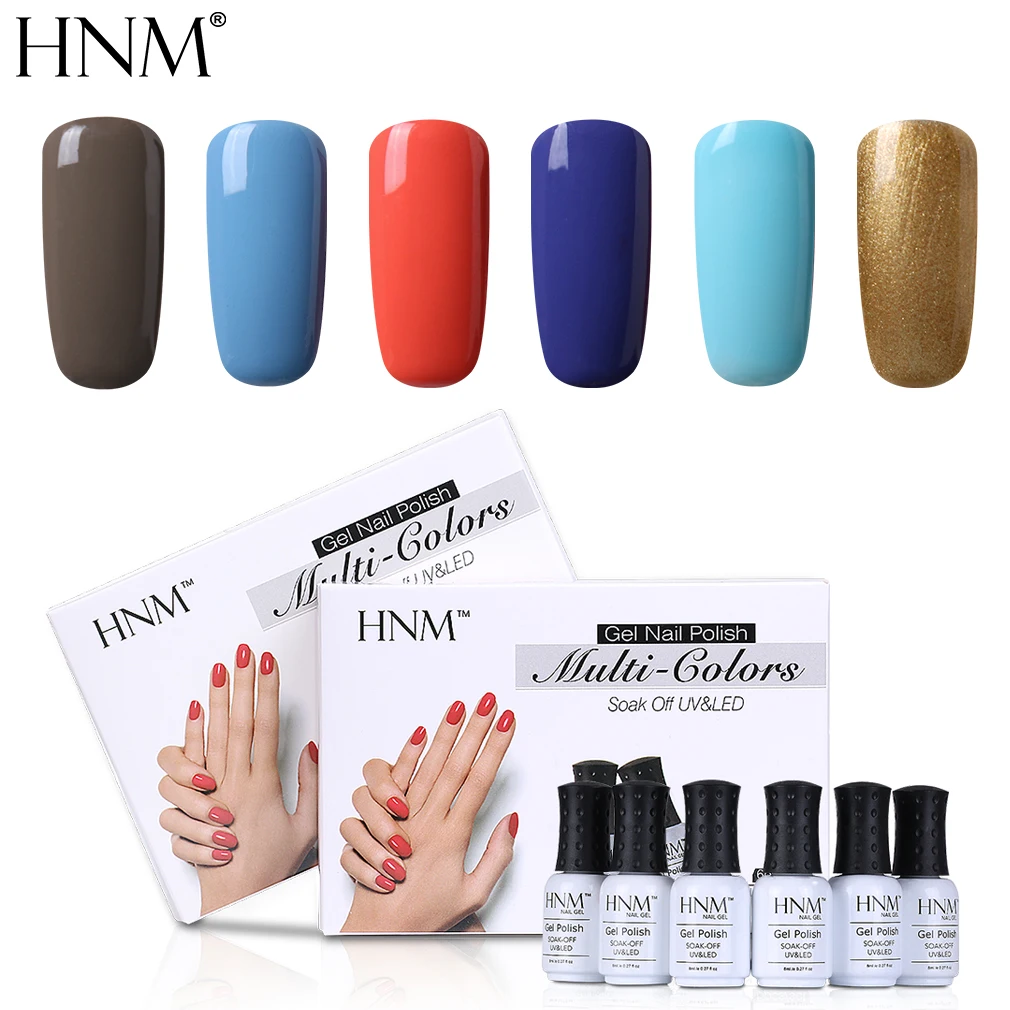 HNM 6 шт./лот, 8 мл, Гель-лак для ногтей, Гель-лак для маникюра, СВЕТОДИОДНЫЙ УФ-лампа, Гель-лак для краски, набор гель-лаков, маникюрный набор - Цвет: 009