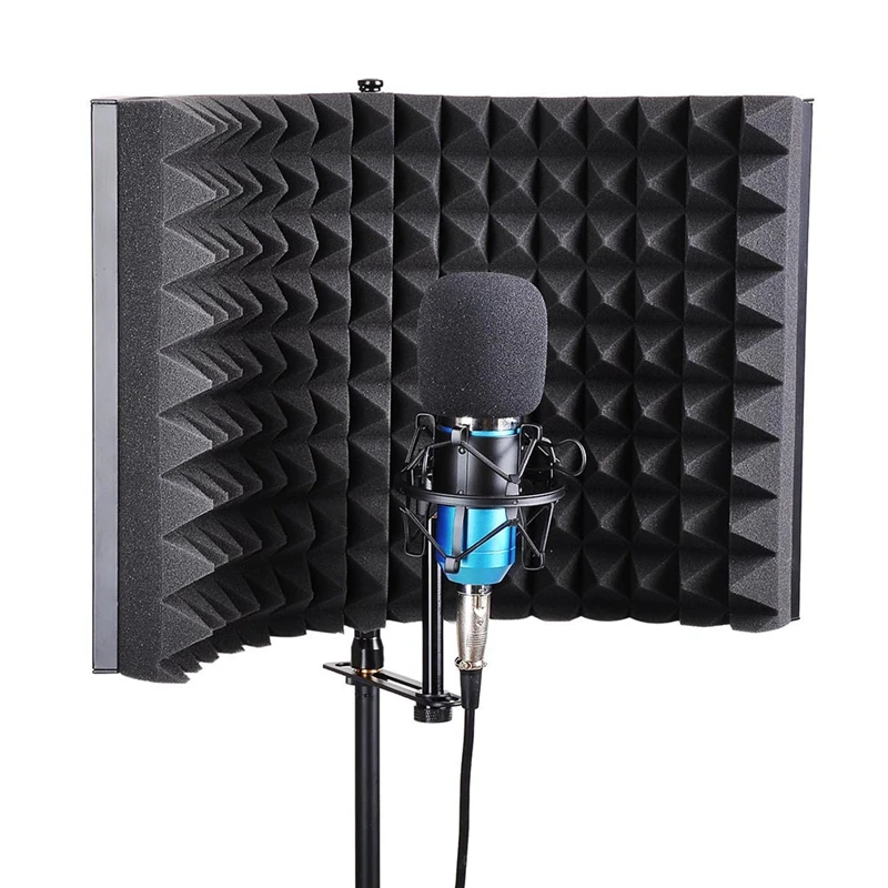 

Microphone Isolation Shield, Studio Mic Sound Absorbing Foam Reflector For Any Condenser Microphone Recording Equipment Studio