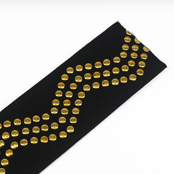 

59mm Elastic Stretch Black Gold Beaded Applique Tape Band Sewing Accessories Steampunk Style for Apparel Belt 10yd/T1246