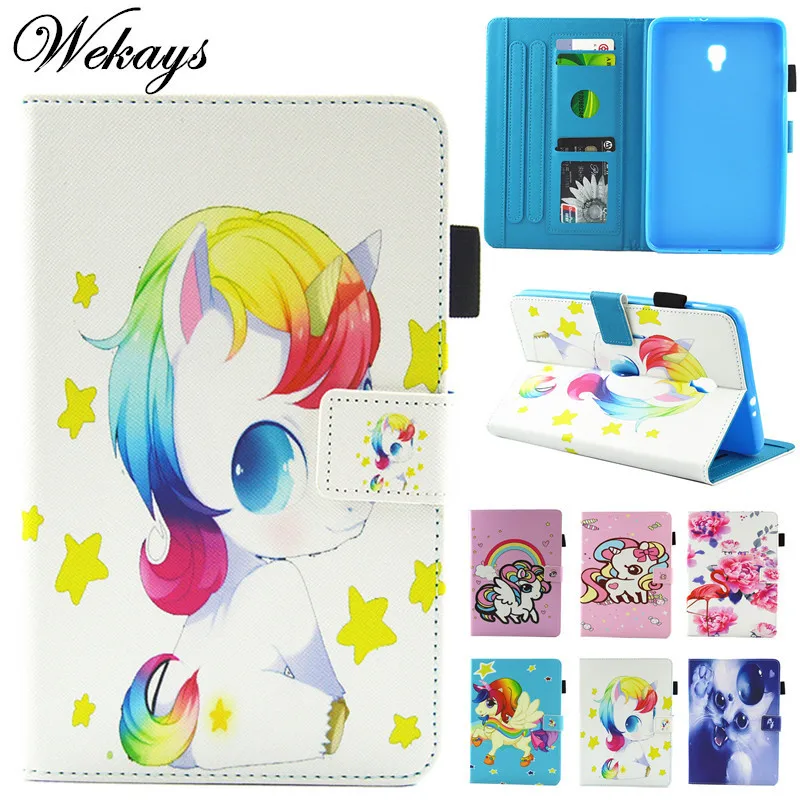 

Wekays Cute Cartoon Unicorn Leather Flip Fundas Case For Coque Samsung Galaxy Tab A 8.0" 2017 T380 T385 Tablet Cover Cases Kids