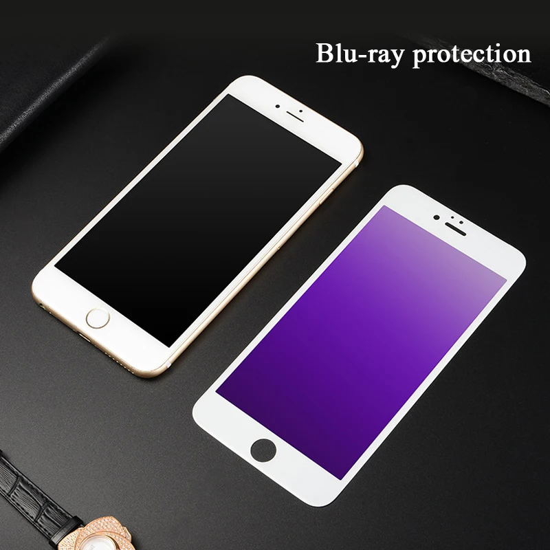 Для iPhone 6 6s 7 8 Plus 9H 3D закаленное стекло для защиты экрана от синего/фиолетового