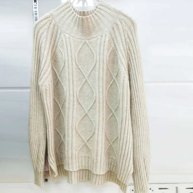 Осенний вязаный свитер Женский пуловер с высоким воротником зимние