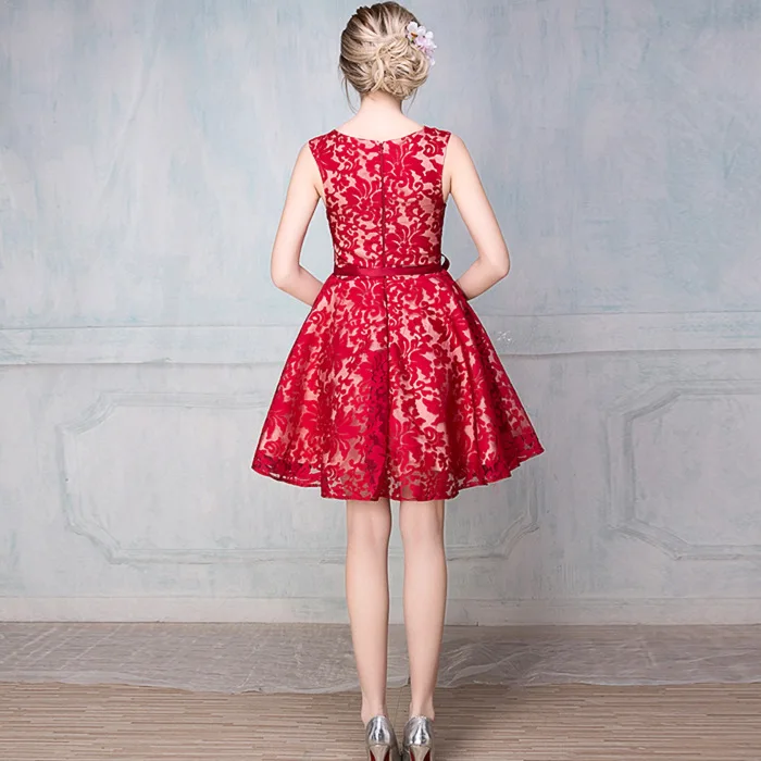 Новинка весны 2019 модное платье подружки невесты с круглым вырезом без рукавов