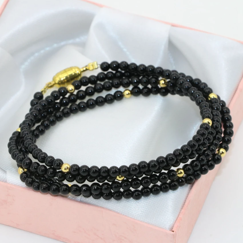 Винтаж Стиль Популярные 3 мм натуральный черный Агат Оникс Круглые бусины