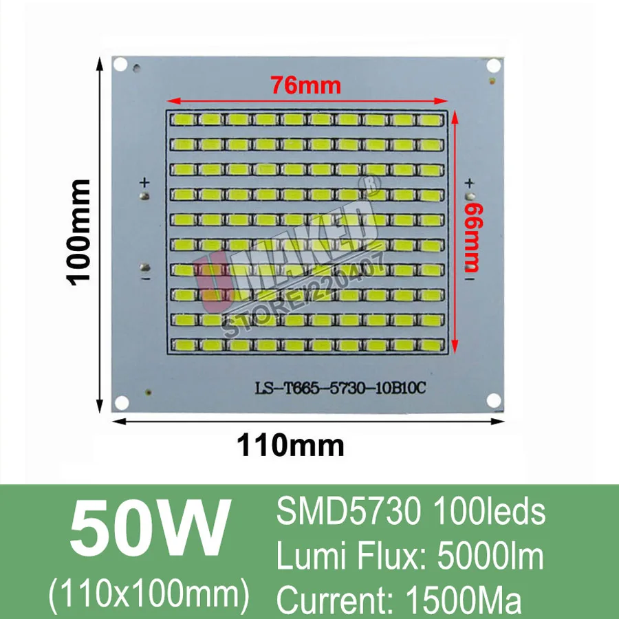 50 Вт Светодиодный прожектор PCB плата SMD5054/2835/5730 светодиодный Алюминий ручка с пластинчатым основанием, теплый белый/белый Светодиодный прожектор источник