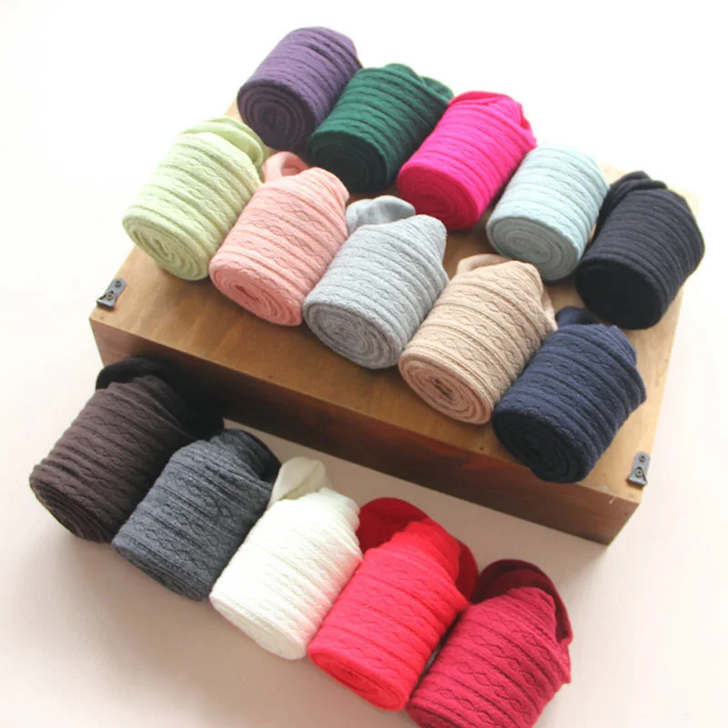 Зимние милые модные детские трикотажные хлопковые чулки для маленьких девочек