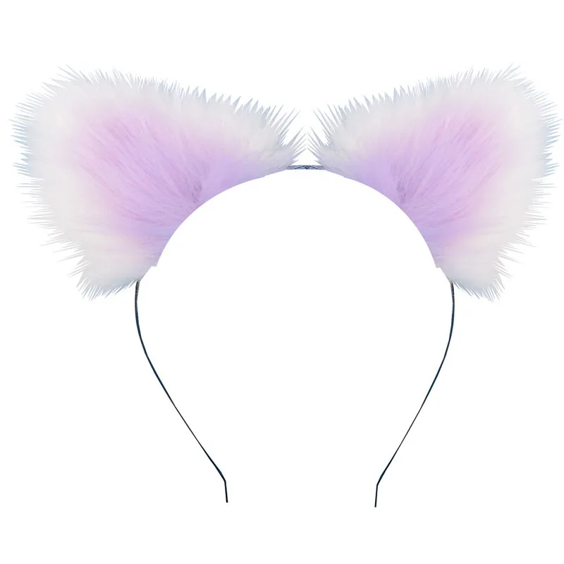 Милые мягкие ободки с кошачьими ушками лисьим хвостом и бантом из металла