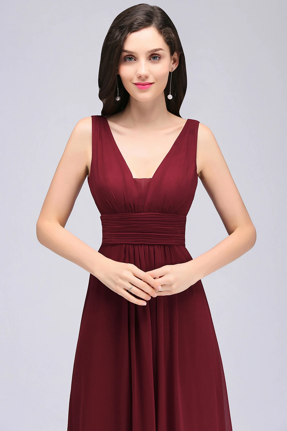 Babyonlinedress пикантные фиолетовые шифоновые платья подружки невесты с V образным