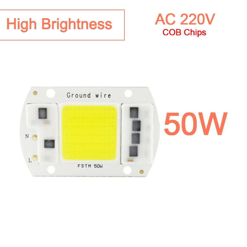 5 Вт~ 100 Вт AC 220 В интегрированный COB светодиодный чип лампы 50 Вт 30 Вт 20 Вт 10 Вт смарт IC драйвер люменов для DIY прожектор - Испускаемый цвет: COB 50W