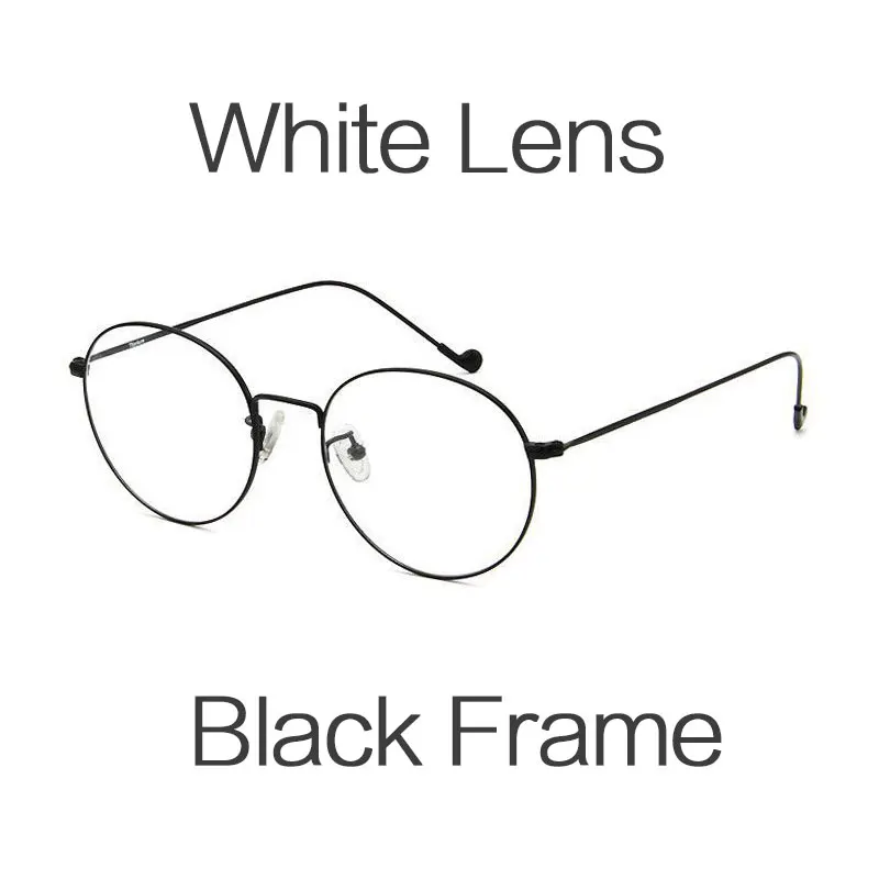 White Lens HUHAITANG Round Nearsight Glasses Women Luxury Brand Anti Blue Light Computer Eye Glasses Frames For Men Clear Myopia Eyeglasses - Цвет оправы: White Lens