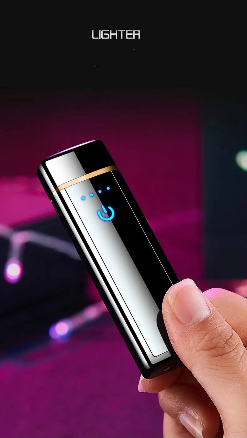 Полноэкранная электронная USB Зажигалка с двойной дугой вольфрамовая турбо