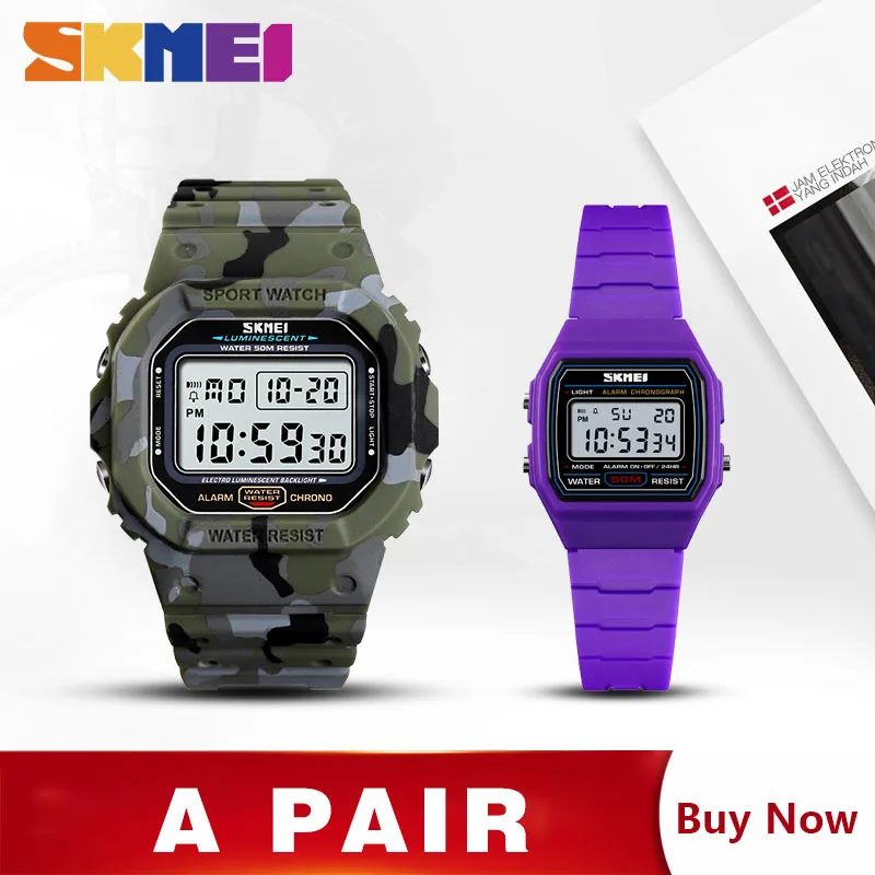 camouflage Purple SKMEI цифровые детские часы мужские Секундомер Будильник мужские s часы с цифровыми часами детские часы montre enfant homme 1471 1460 набор - Цвет: camouflage Purple