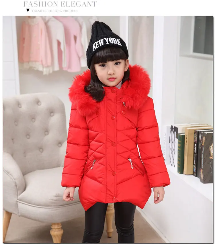 Fashion Winter Children's Clothing Kids Down Cotton Outerwear Girls Wadded Jacket Child Medium-long Thick Cotton-padded Coat |