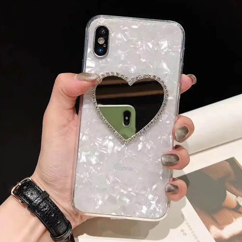Роскошный зеркальный чехол для телефона с сердцем iphone XR XS MAX мягкий силиконовый TP