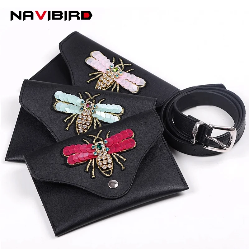 Новый Стрекоза Вышивка ручной сумка Ремни для Для женщин со стразами корсет пояс