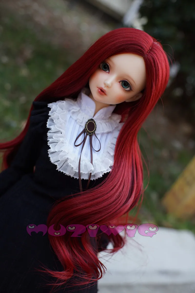 MUZIWIG bjd 1/3 ручной работы парик для куклы-ребенка высокотемпературные волокна волос красное вино длинные волнистые кудрявые волосы для парики для кукол аксессуары