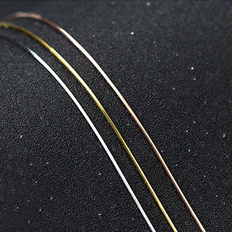 3 gold 0.6mm 925 пробы, серебряная цепочка, женская мода, очаровательное 925 серебряное ожерелье, базовая цепочка, ювелирное изделие, Прямая поставка,, 0,6 мм - Окраска металла: 3 gold 0.6mm