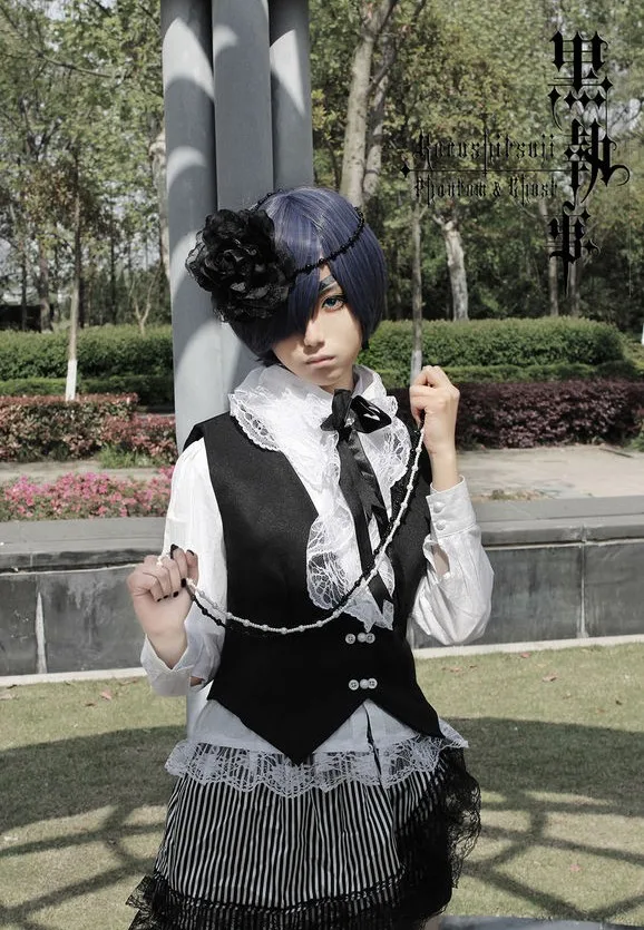 Костюм для косплея Kuroshitsuji Черный Батлер Небесный Phantomhive с носками изготовленный