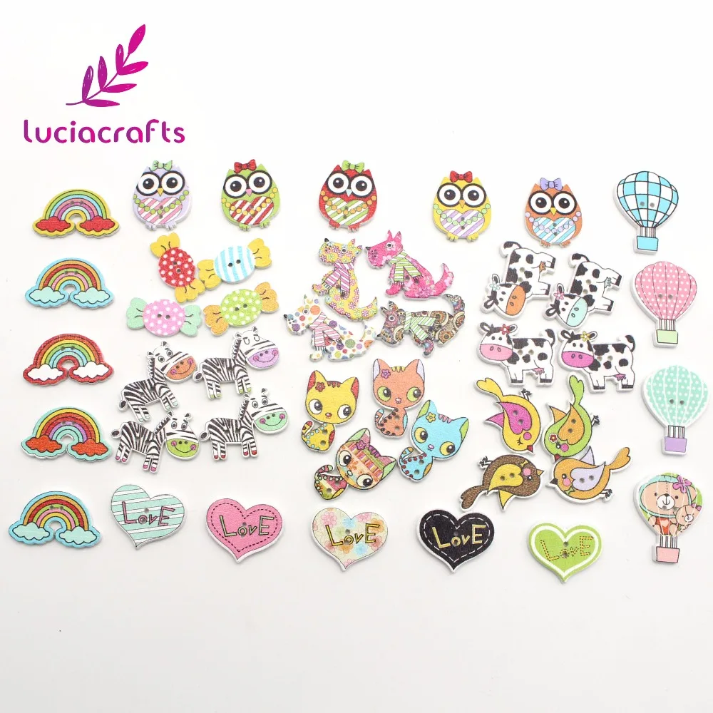 Распродажа! Lucia crafts 16 29 мм случайно смешанные Мультяшные деревянные пластиковые