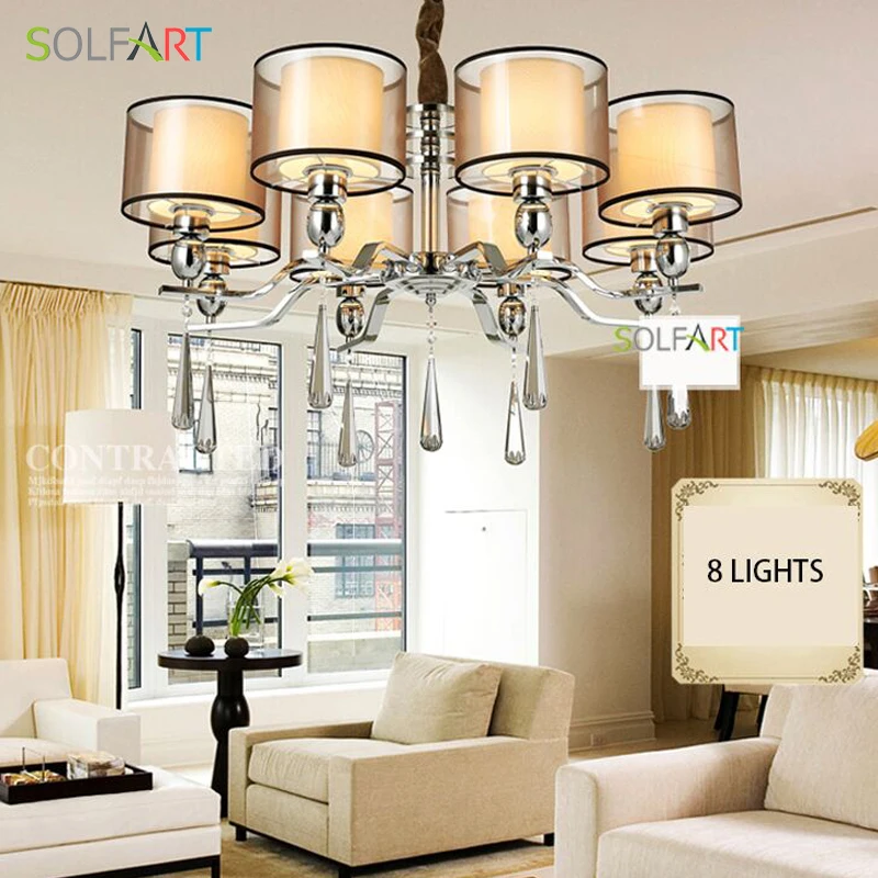 Лампа SOLFART люстра светильник для спальни как кулон с дымчатым кристаллом ткань