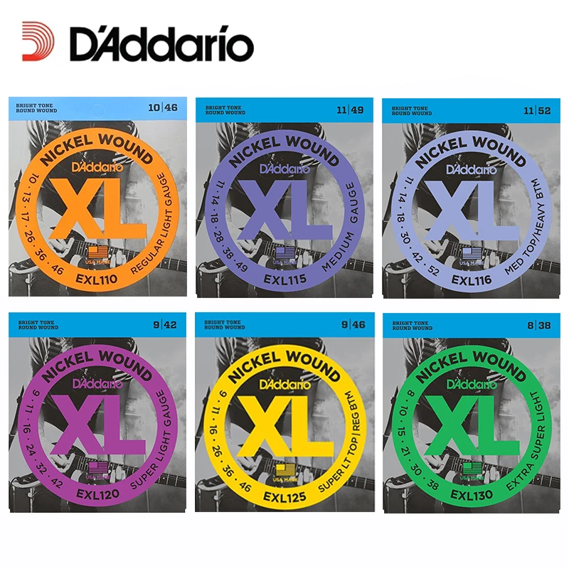 Проводки для электрогитары D'Addario EXL110 EXL115 EXL120 EXL125 EXL130 XL никелевые круглые