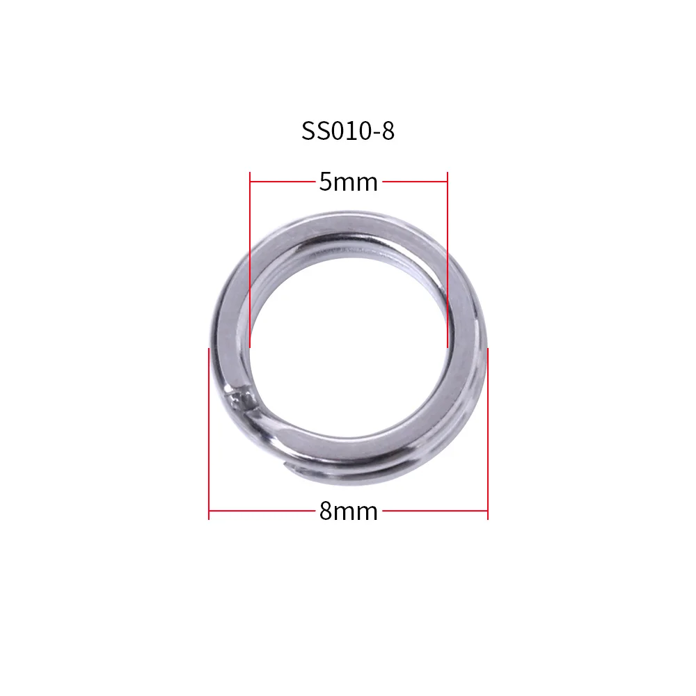 SS010-8 Hengjia 50 шт. разъемное кольцо из нержавеющей стали Диаметр от 3 мм до 9 мм сверхмощный рыболовный двойной соединитель рыболовные аксессуары - Цвет: SS010-8