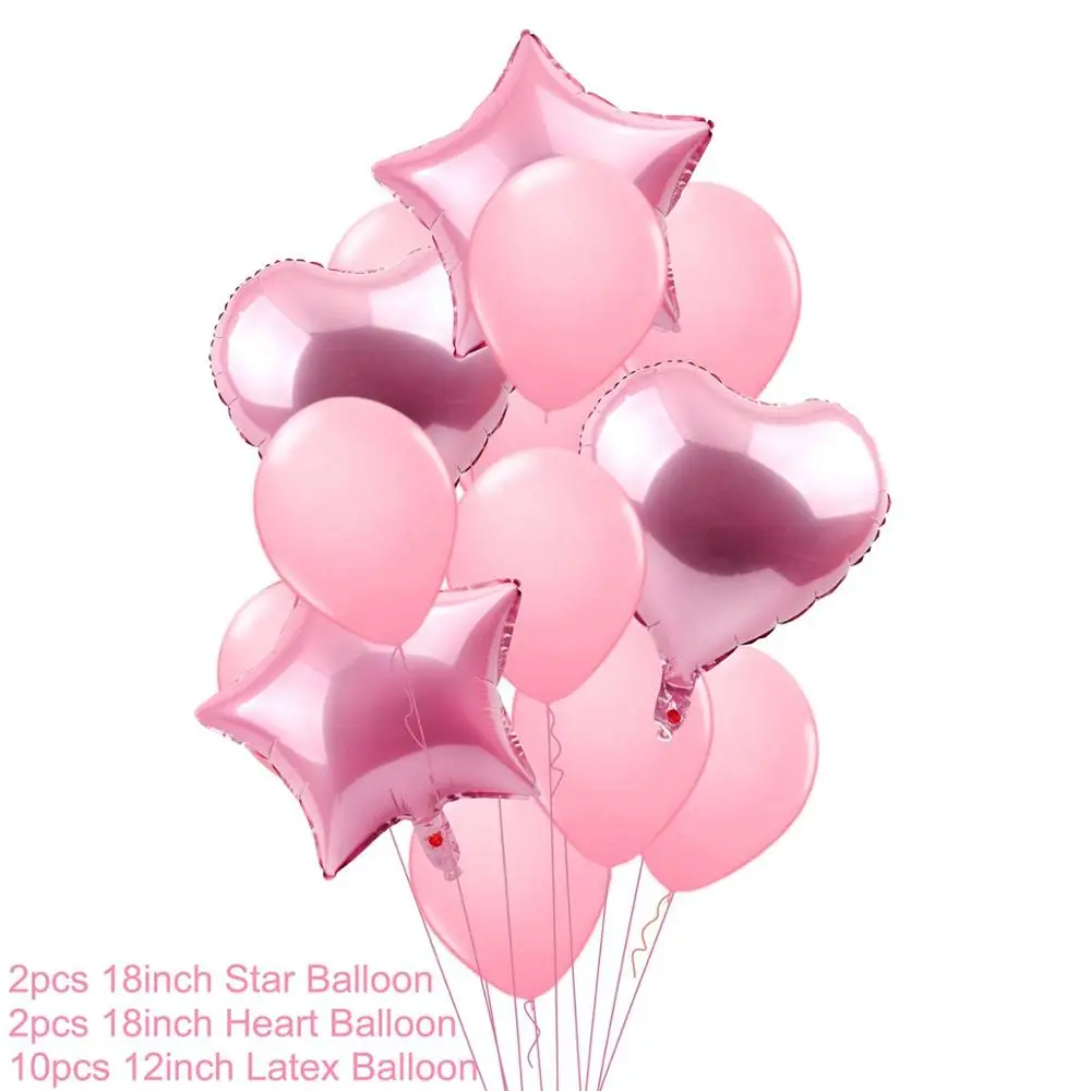 14pcs pink QIFU, украшение на 2-й день рождения, голубые вечерние украшения для мальчиков, розовые украшения на день рождения для девочек 2, 2, 2 лет - Цвет: 14pcs pink