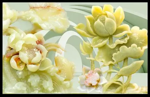 3D обои на заказ росписи Нетканые 3 d hd jade lotus рельеф fresco гостиная ТВ установка