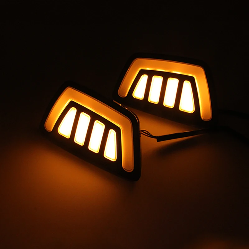 

2Pcs/Set Car DRL LED Daytime Running Lights for Ford RANGER 2015-2018 with Yellow Color Turn Signal Fog Lamp Free Shipping