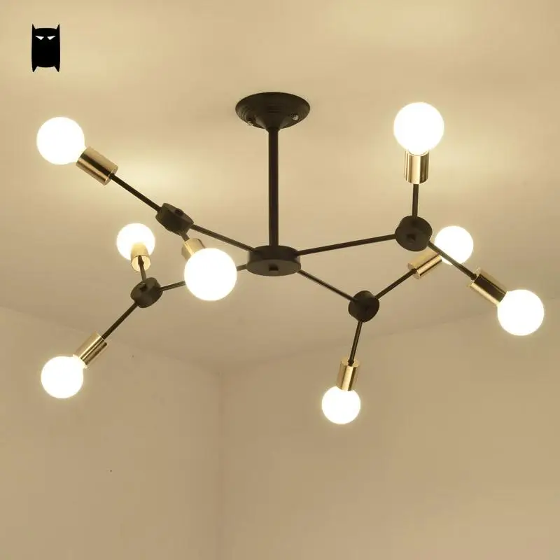 Потолочный светильник в скандинавском стиле черная кованая ветвь ДНК