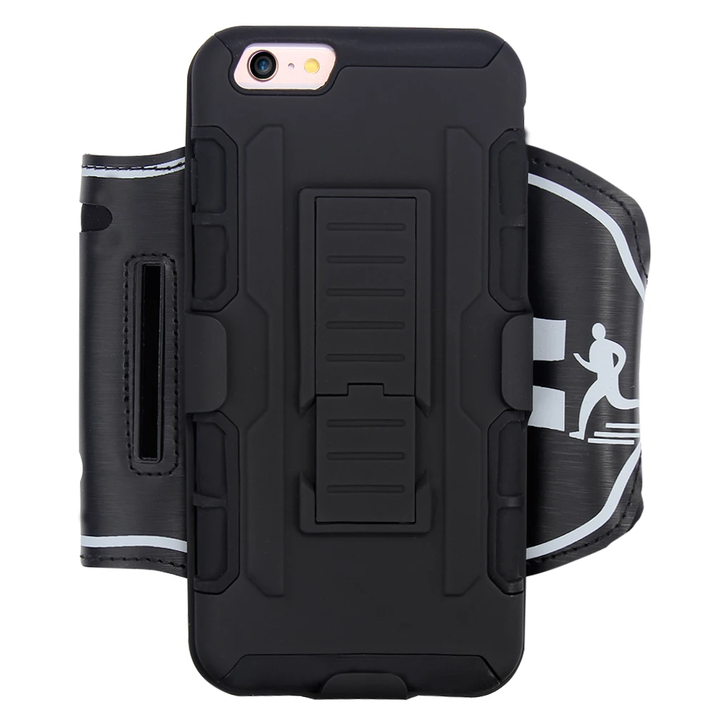 KISSCASE Cool Black 3 in 1 Hybrid Dual Use Arm Band Case Cover For iPhone 6 6S 7 Plus 5 5S SE Samsung S7 S6 S5 Edge Note 4 |
