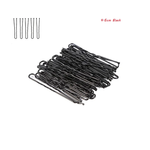 4.5cm black 100 шт/лот модные женские аксессуары для волос шпилька 4,5 см 5 см 6 см волнистые u-образные волнистые шпильки черные металлические зажимы для волос - Цвет: 4.5cm black