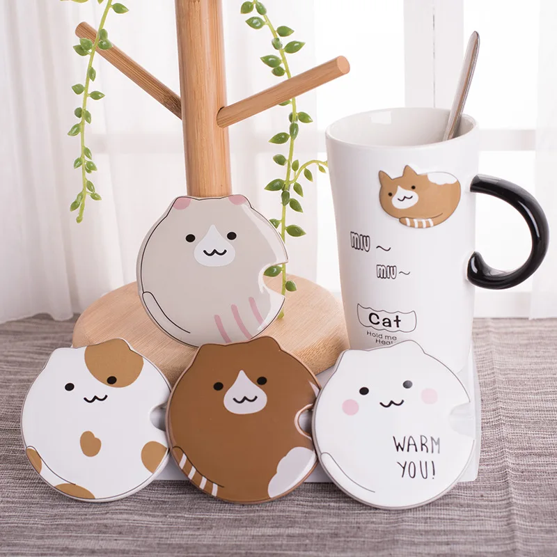 Креативная керамическая кофейная чайная чашка с мультяшным котом термостойкая