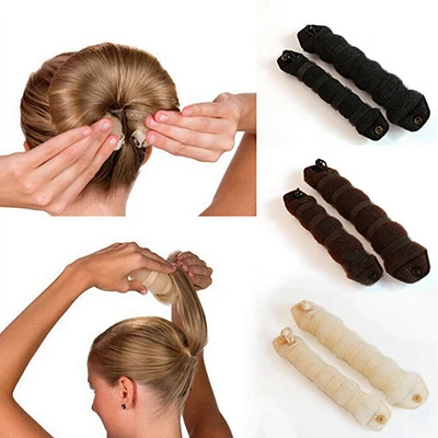 

2pcs Women Hair Styling Former Magic Sponge Bun Maker Donut Ring Shaper Foam Braider Tool For Girl's DIY Hair Style