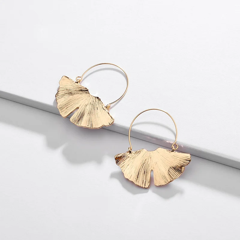 

Joolim Jewelry Wholesale Alloy Matte Gold Leaf Hoop Earring Effortless Chic Earring