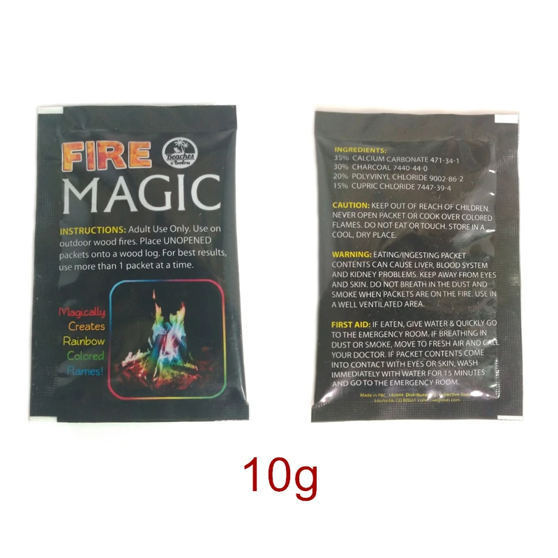 10g 10 г/15 г/25 г волшебный огонь Красочные Пламя порошок костер Саше пиротехника волшебный трюк Открытый Кемпинг Туризм выживания Инструменты - Цвет: 10g
