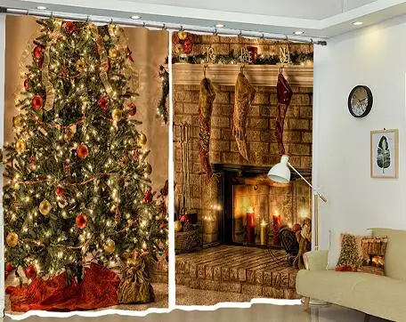 3d curtain 1 Роскошные Рождественские 3D шторы для гостиной спальни дома декоративные rideaux cortinas salon gordijnen firany na okno - Цвет: 3d curtain 1
