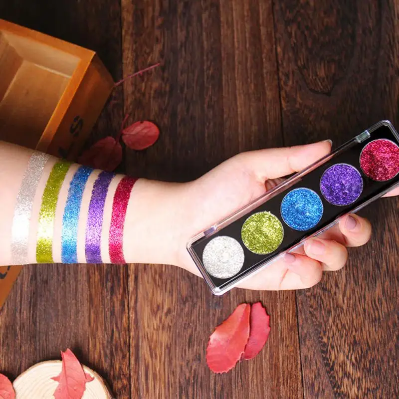 Цвета блестит Водонепроницаемый палитра теней этап составляют флэш глаз Makup