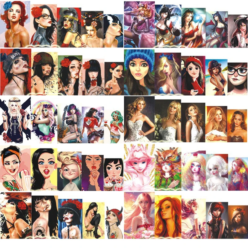 12 листов сексуальные наклейки для девушек и портреты нейл-арта переводные