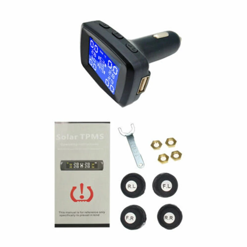 Беспроводная система контроля давления в шинах TPMS lcd с 4 внешними датчиками
