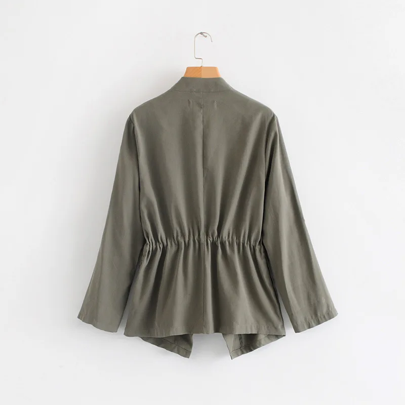 2018 новое женское элегантное однотонное пальто с завязками и карманами длинными