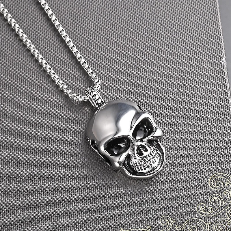 Для Мужчин Скелет Кулон Цепочки и ожерелья Дизайн Jewellery панк Нержавеющая сталь