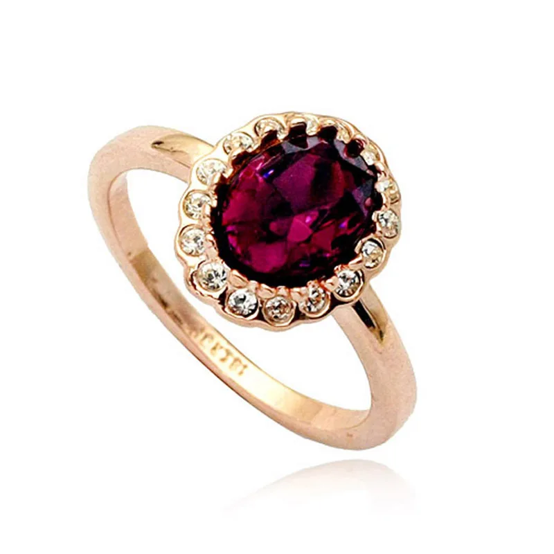 Модные обручальные кольца, ювелирные изделия, кольца цвета розового золота с фианитами, красные, зеленые, фиолетовые, модные, для женщин, Прямая поставка, подарок на палец