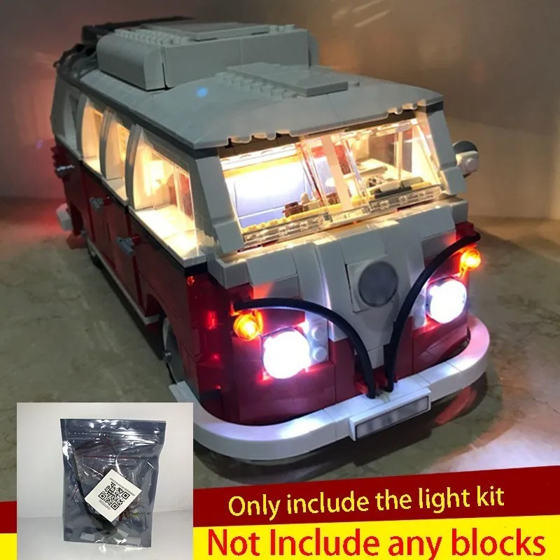 MOC Creative Creator Series T1 Campering Van LED Building Block светильник набор детские игрушки для детей