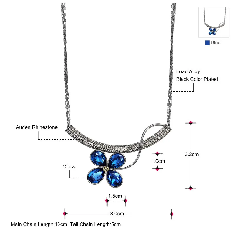 Neoglory Auden Rhinestone Chain Necklaces Pendants for Women Fashion Flower Jewelry 2020 New Brand JS3 Flo-b QC4 | Украшения и