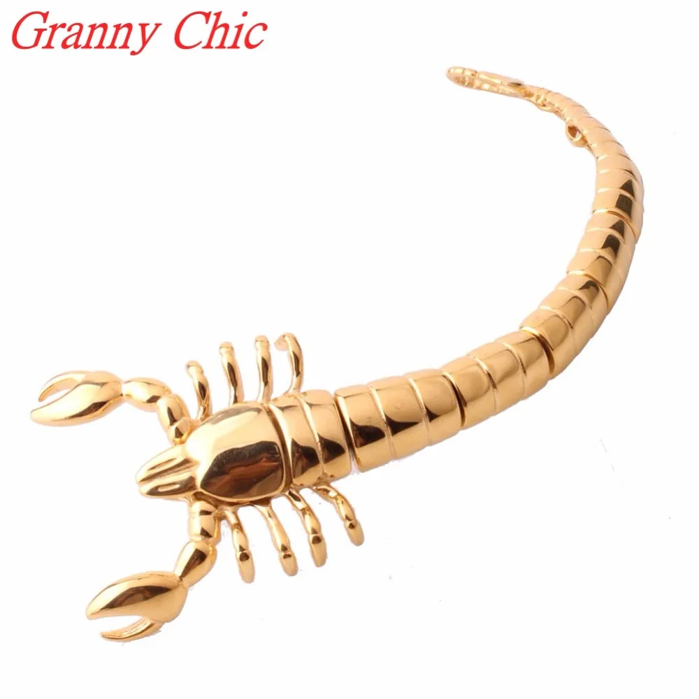 Grande Chic Модные мужские золотые браслеты и браслеты новые ювелирные изделия из нержавеющей стали браслет-Скорпион Pulseira Masculina мужской s браслет