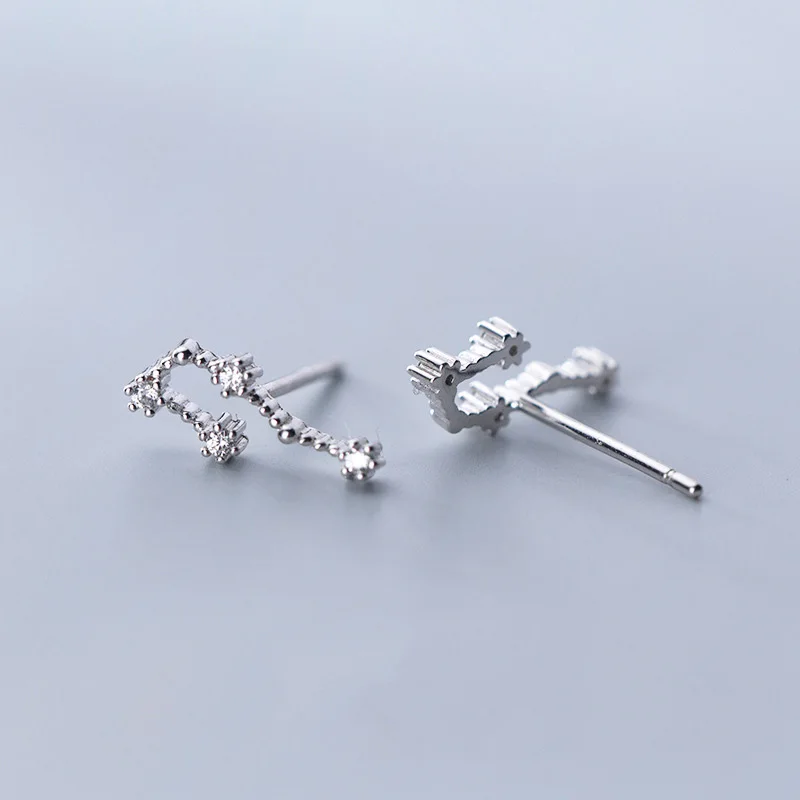 L WTLTC 925 Sterling Sliver Constellations Stud Earrings Star Cluster Ear Climber Earrings Astrology CZ Ear Jackets Earrings Gifts - Окраска металла: L