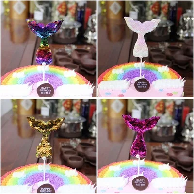 1 шт. блестки Топпер для торта С Днем Рождения одеяло хвост русалки торт фигурки